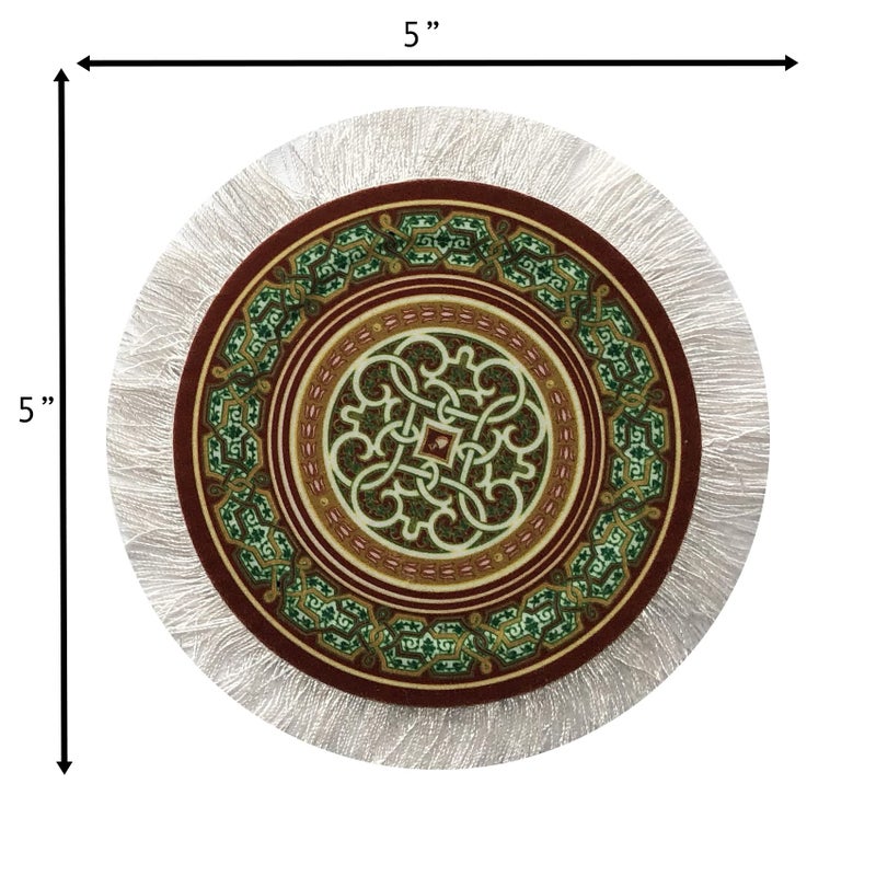 Inusitus Rug Coasters, Set of 4 Turkish Carpet Style Table Drink mats, Absorbent Kitchen and Dining Accessories, Spill & drip Protection, Round - Image 5